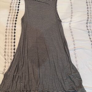 Striped Black and White Sleeveless Dress